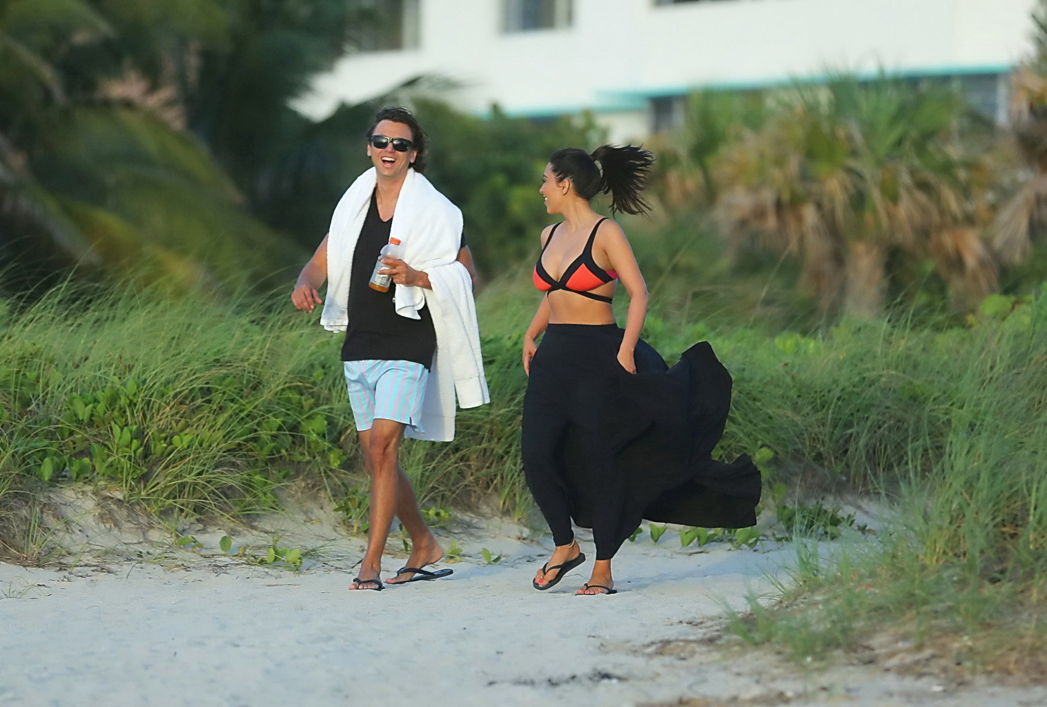 Kim Kardashian showing off her curves wearing skimpy bikini on Miami Beach #75255315