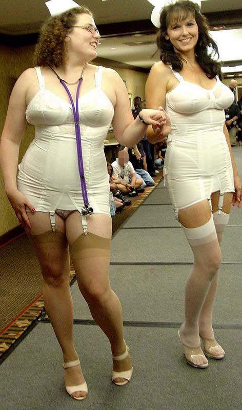 sexy milfs posing in girdles and stoskings #76491164