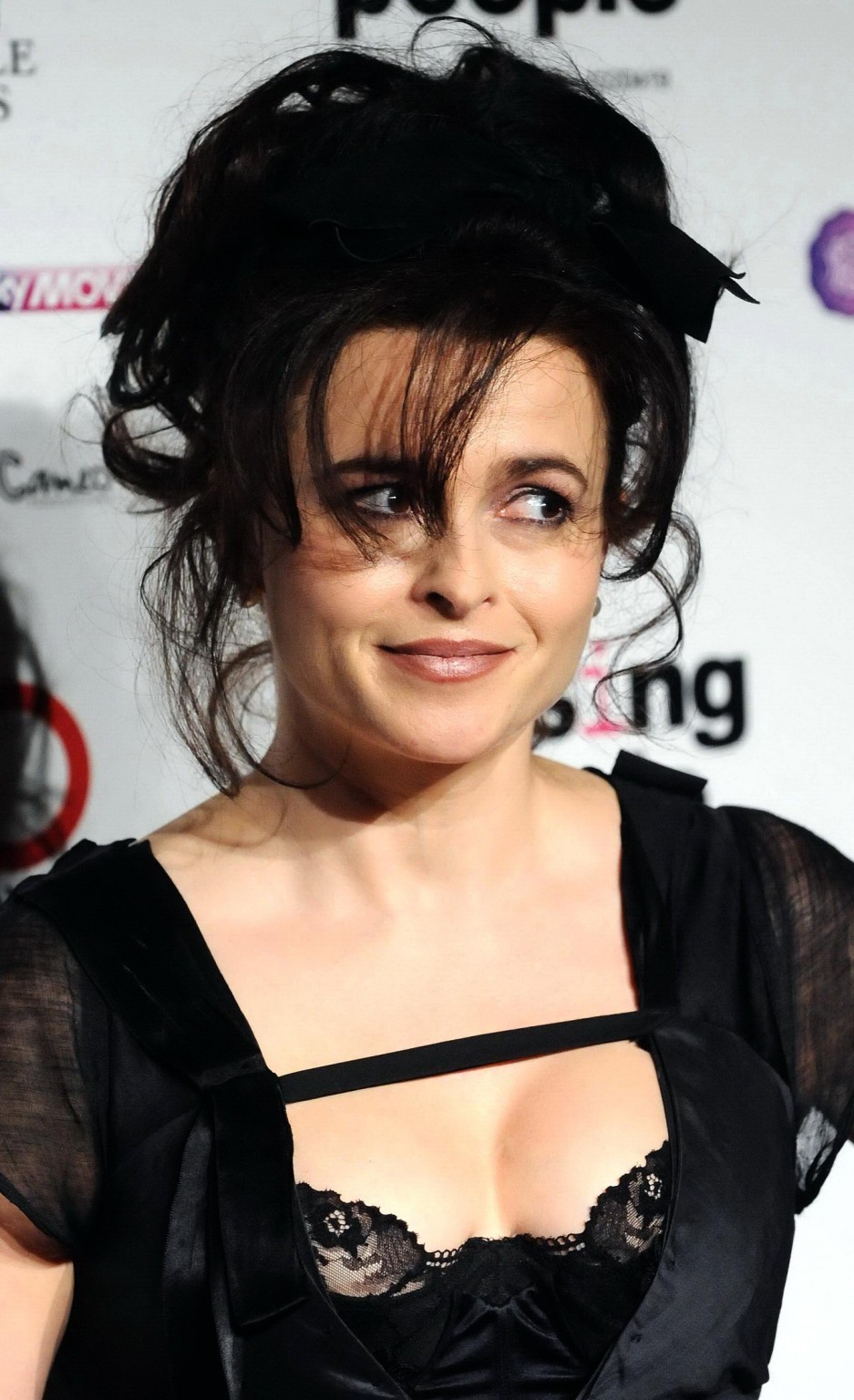 Helena Bonham Carter corset peak wearing a deep V cleavage dress at London Film  #75243117