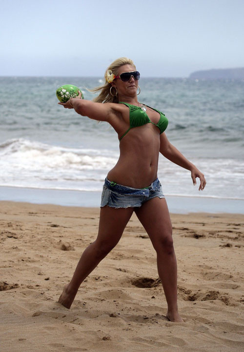 Brooke Hogan posing in bikini and upskirt on stage #75416266