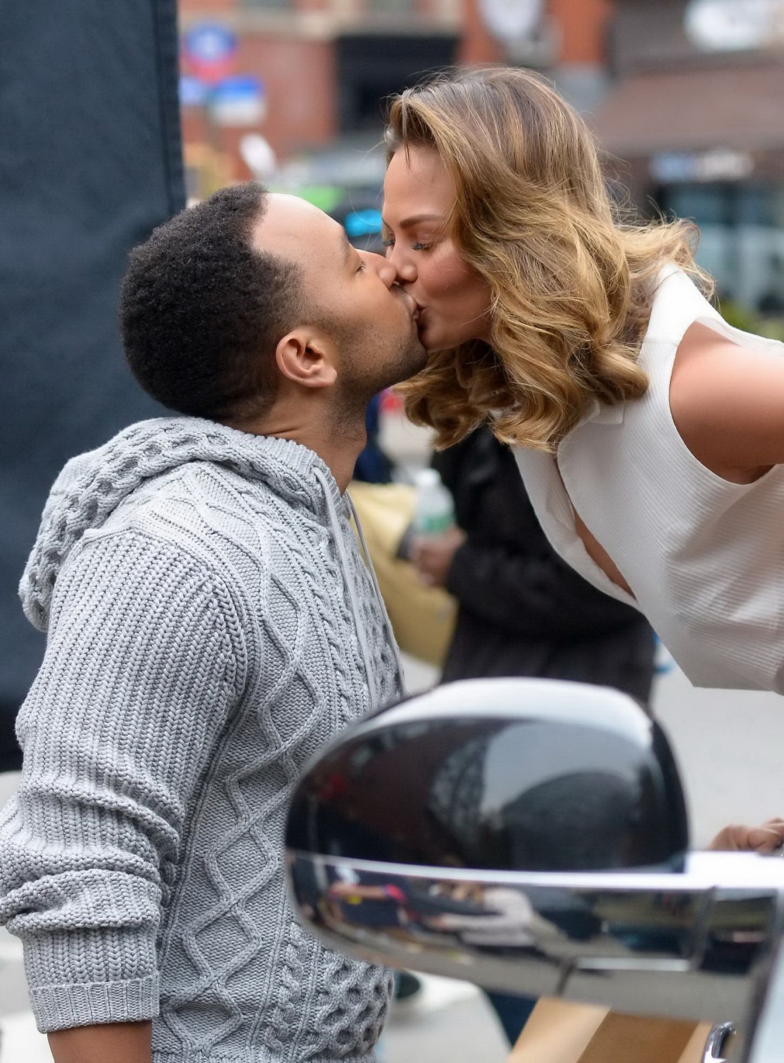 Christine Teigen cleavy and leggy making out with John Legend during a fashion p #75179830