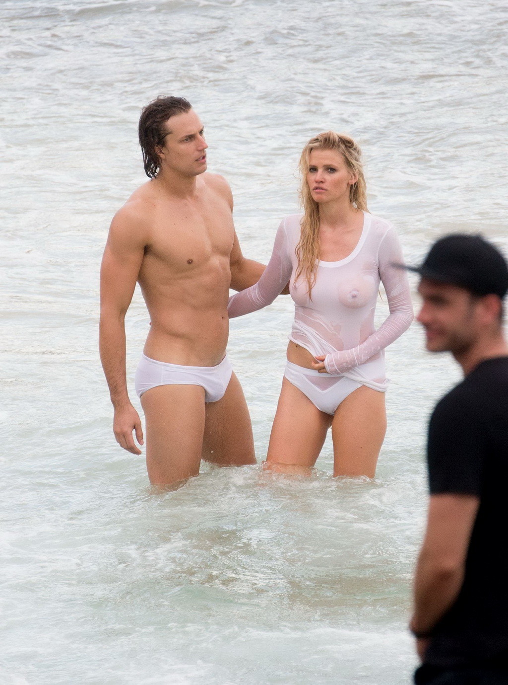 Lara Stone showing boobs in wet top and bikini bottom #75140009