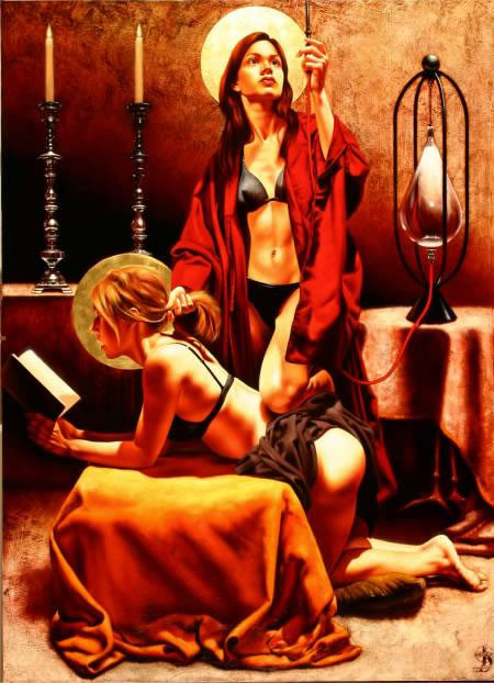 Seltsame weibliche lesbische Fetisch-Kunst
 #69696619