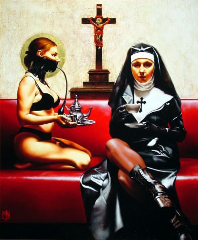 Seltsame weibliche lesbische Fetisch-Kunst
 #69696658