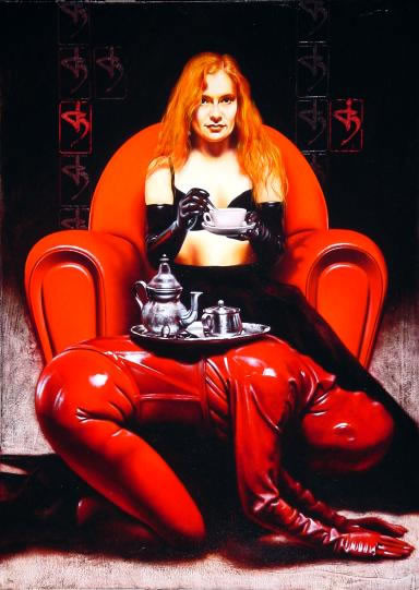 Seltsame weibliche lesbische Fetisch-Kunst
 #69696666