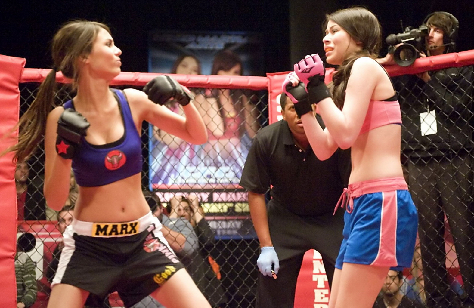 Miranda Cosgrove wearing sports bra and shorts boxing with Victoria Justice on t #75225812