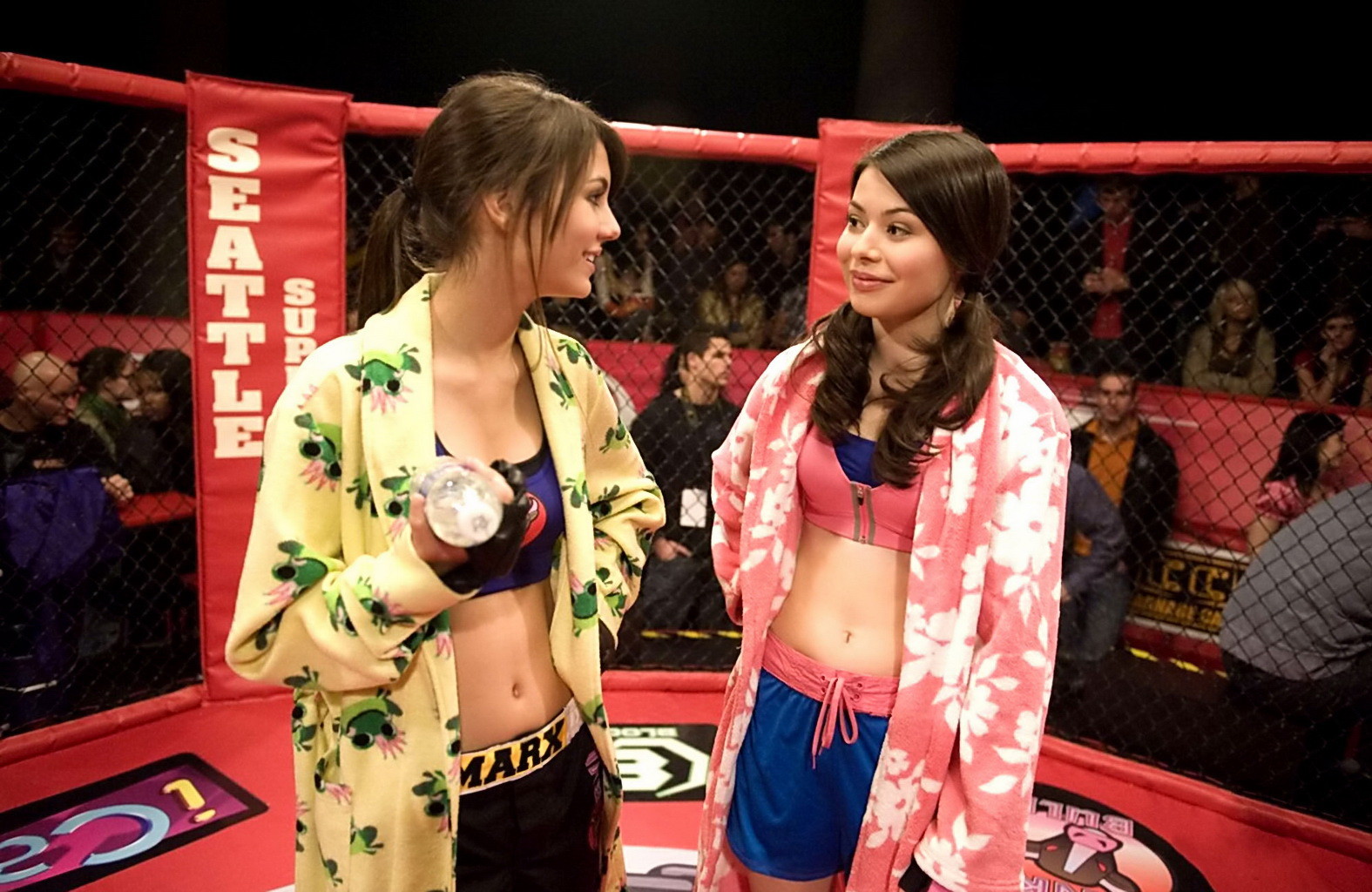 Miranda Cosgrove wearing sports bra and shorts boxing with Victoria Justice on t #75225839