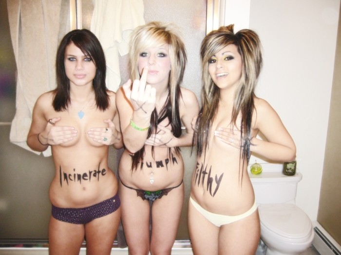 Selfshot cute emo teen girlfriends teasing #68486381