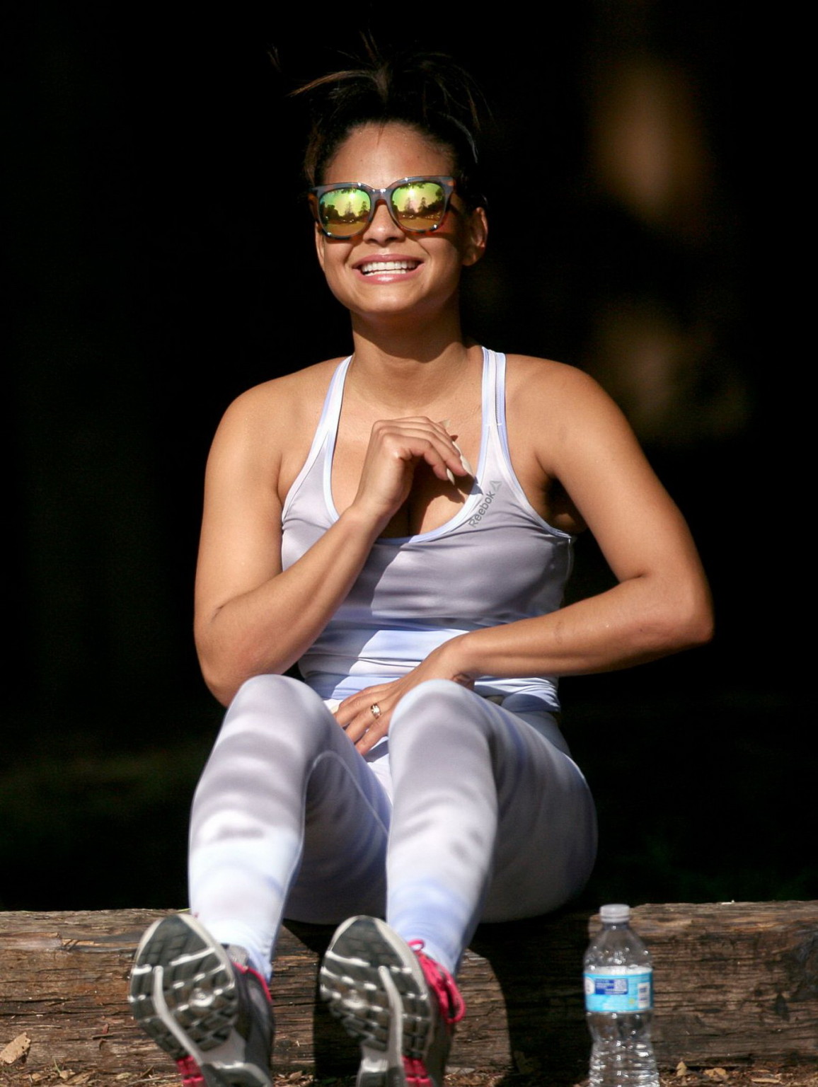 Christina Milian busty and booty in tiny top and tights while working out at the #75173924
