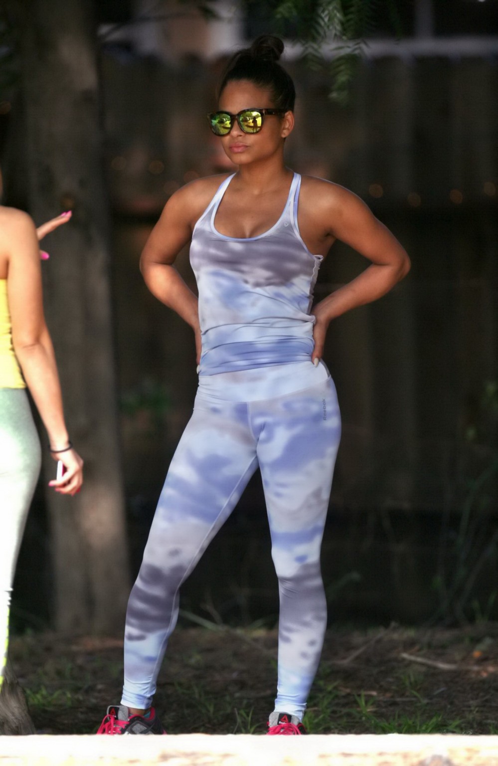 Christina Milian busty and booty in tiny top and tights while working out at the #75173947