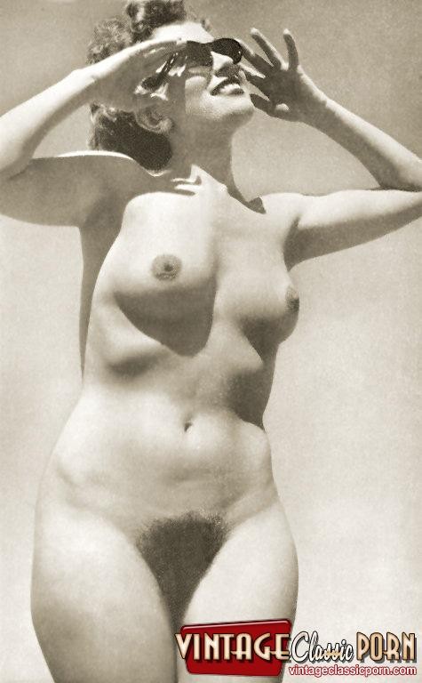 Various black and white vintage pics of naked babes #79059129