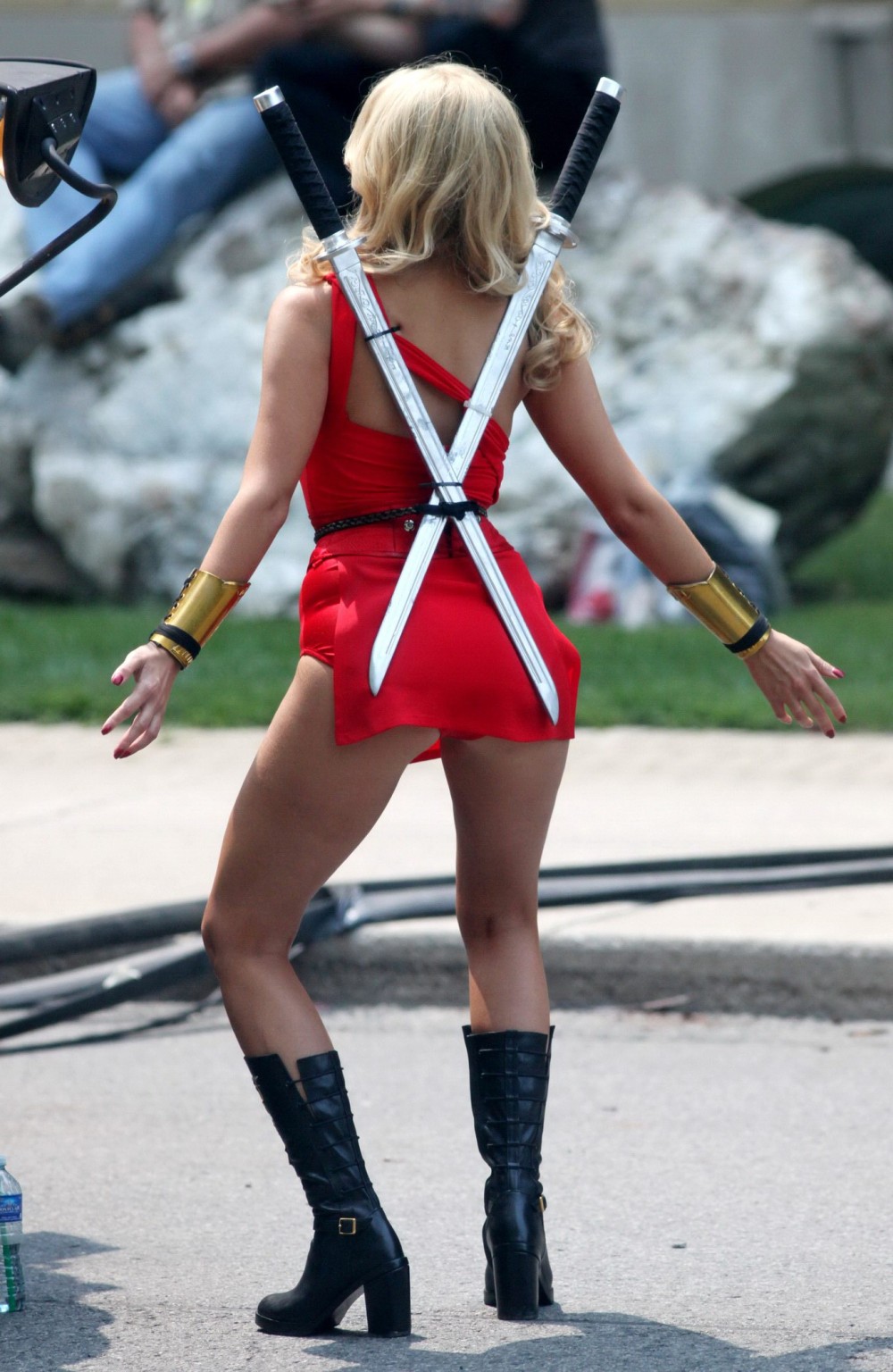 Ashley Benson shows off her ass and cleavage wearing a skimpy red outfit on the  #75188758