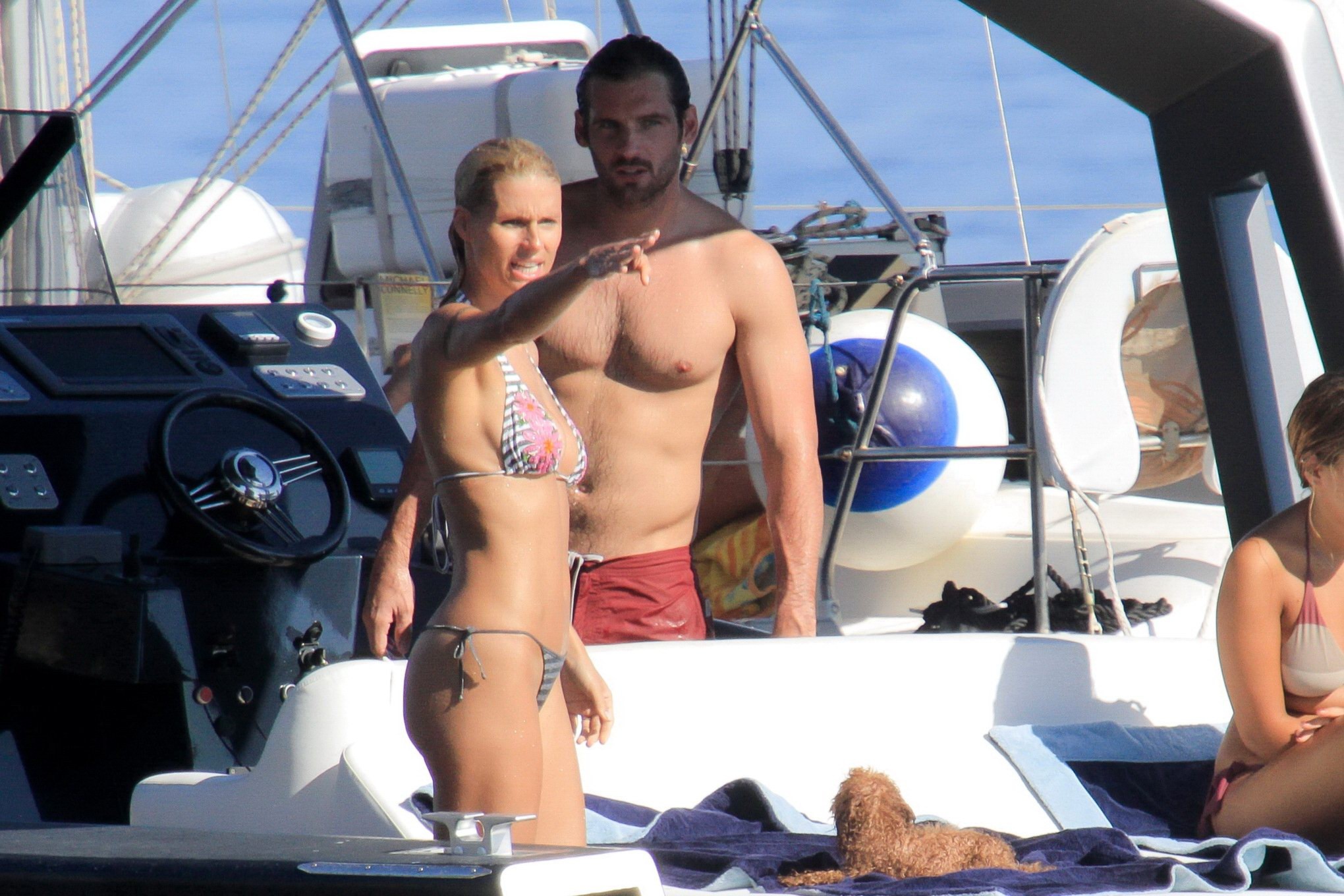 Michelle Hunziker wearing a thong bikini on a yacht in Elba #75254108