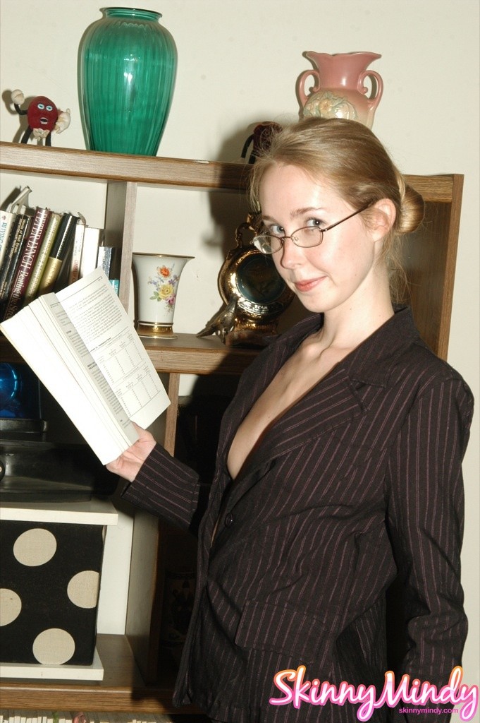 Skinny office girl in glasses #78557007