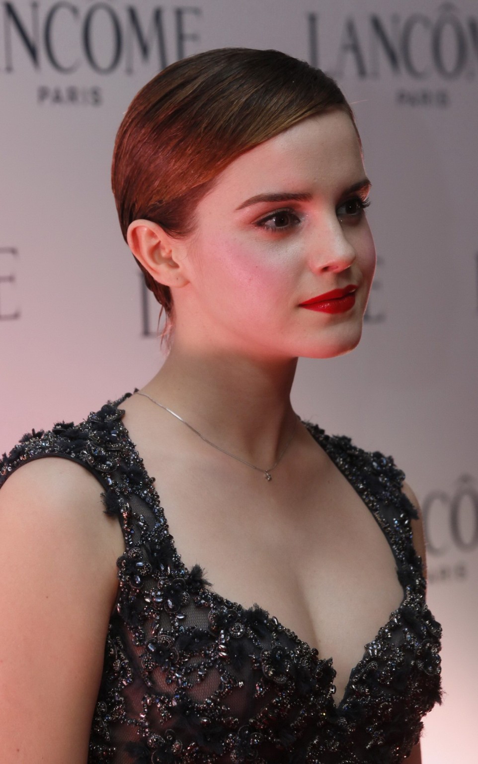 Emma Watson Looks Very Sexy Wearing Little Bareback Dress At Lancome Promotion I