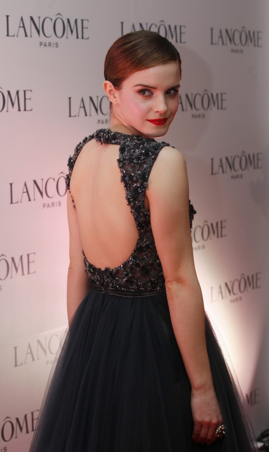 Emma Watson looks very sexy wearing little bareback dress at Lancome promotion i #75278462