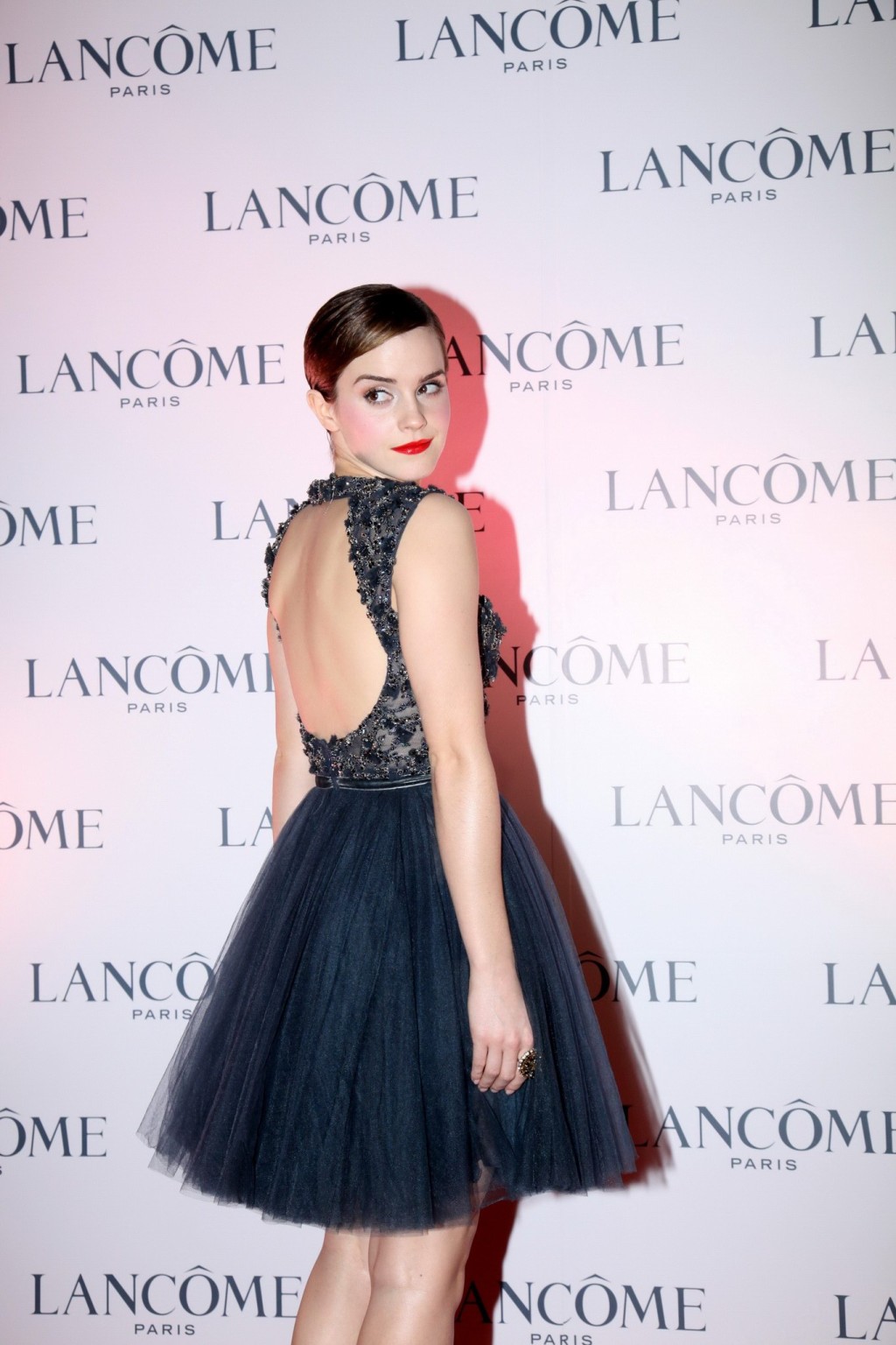 Emma Watson looks very sexy wearing little bareback dress at Lancome promotion i #75278516