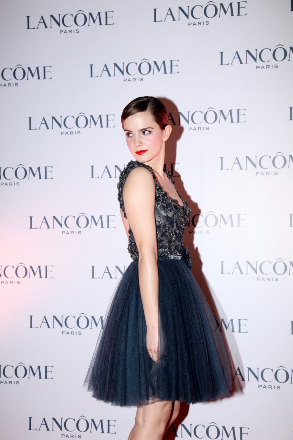 Emma Watson looks very sexy wearing little bareback dress at Lancome promotion i #75278528