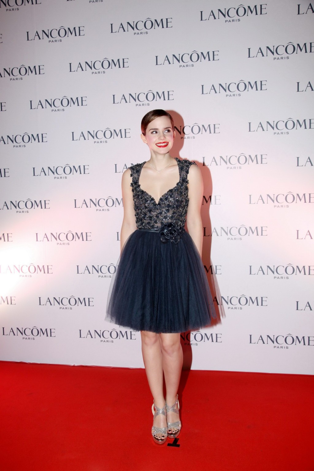 Emma Watson looks very sexy wearing little bareback dress at Lancome promotion i #75278548