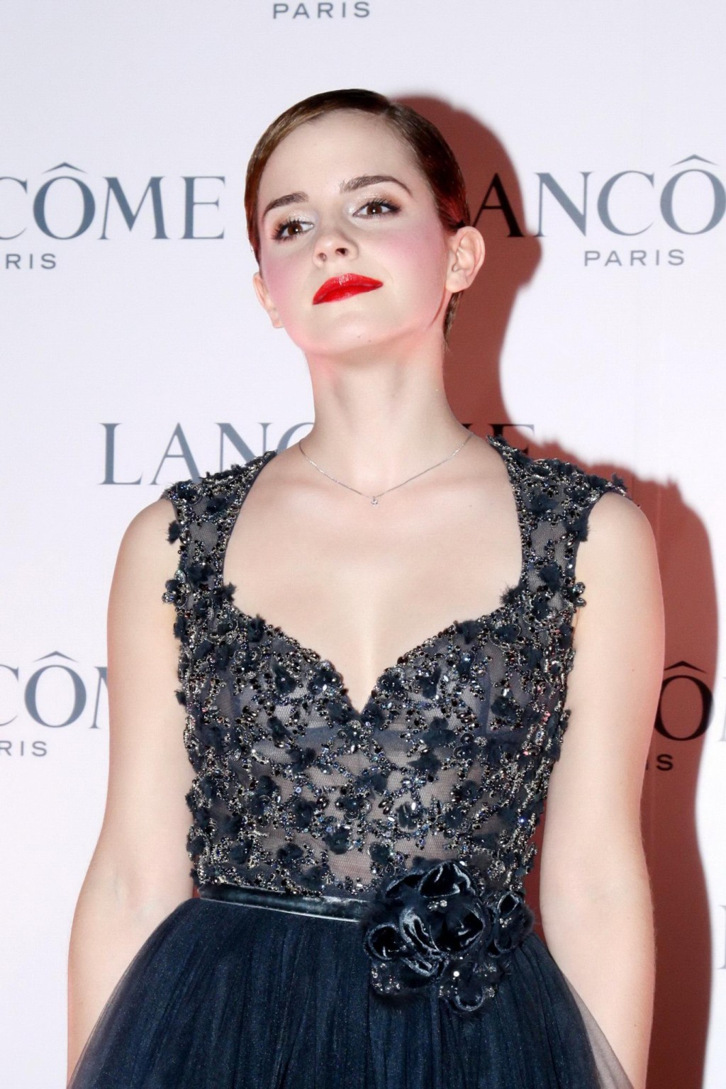 Emma Watson looks very sexy wearing little bareback dress at Lancome promotion i #75278569