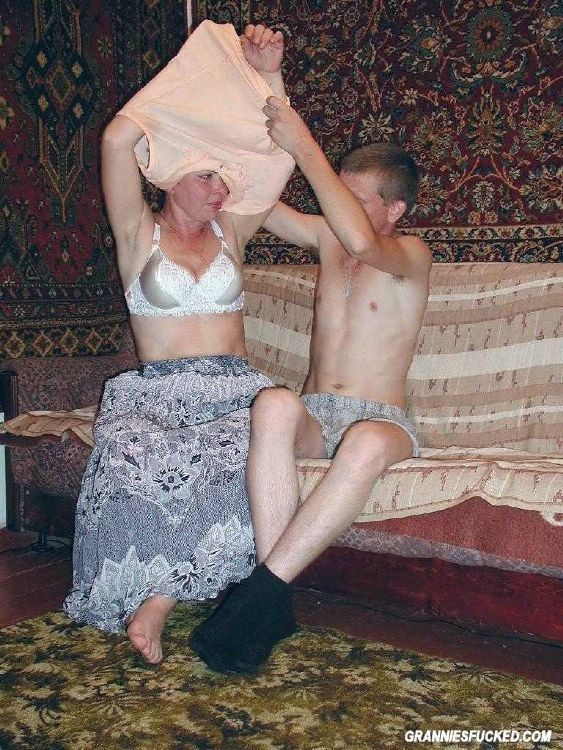 Nasty grannie getting hard pumping action from young lover #77247295