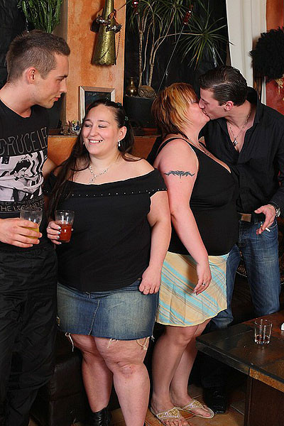 BBW babes get together with the guys at a pub and they have an orgy with great o #71833009