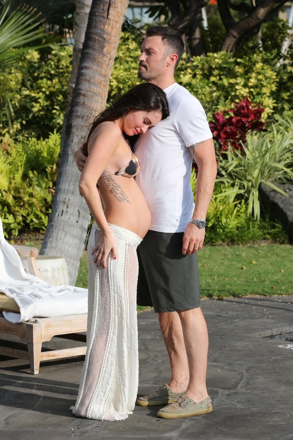 Megan Fox pregnant in bikini petting with her hubby in Hawaii #75259023