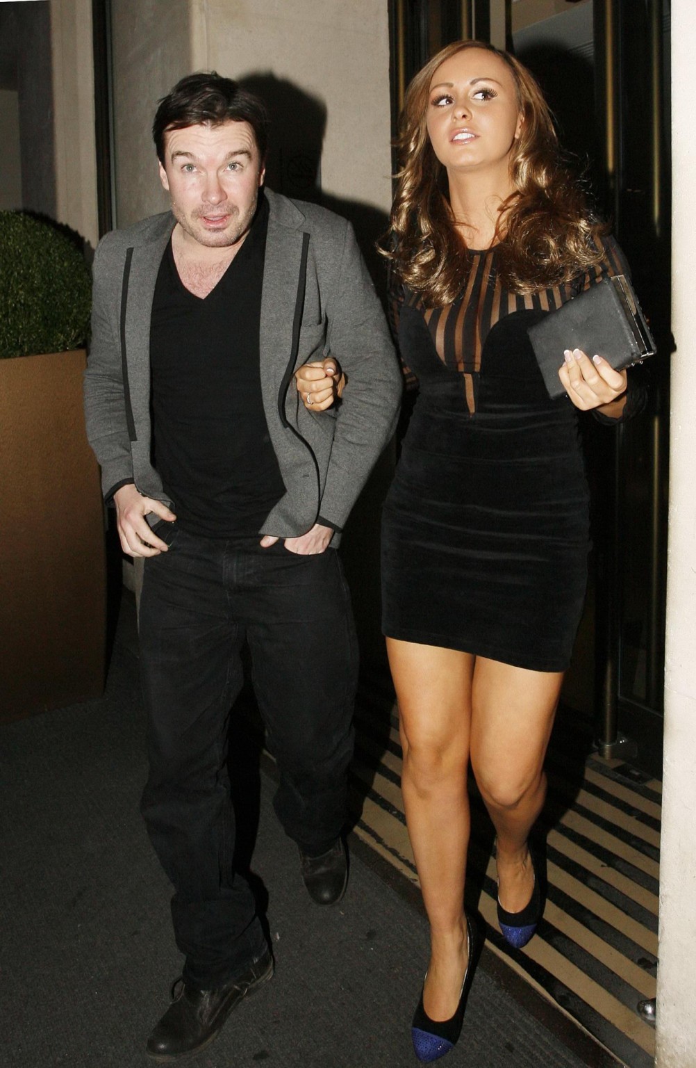 Chanelle Hayes leggy in black mini dress leaving a nightclub in London #75321608
