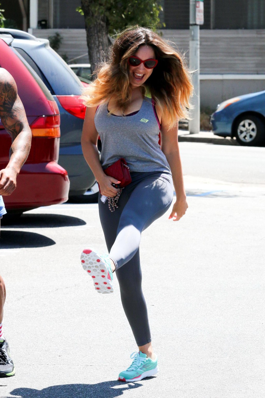 Kelly Brook shows off her curvy body wearing a tight sports outfit out in Beverl #75191123
