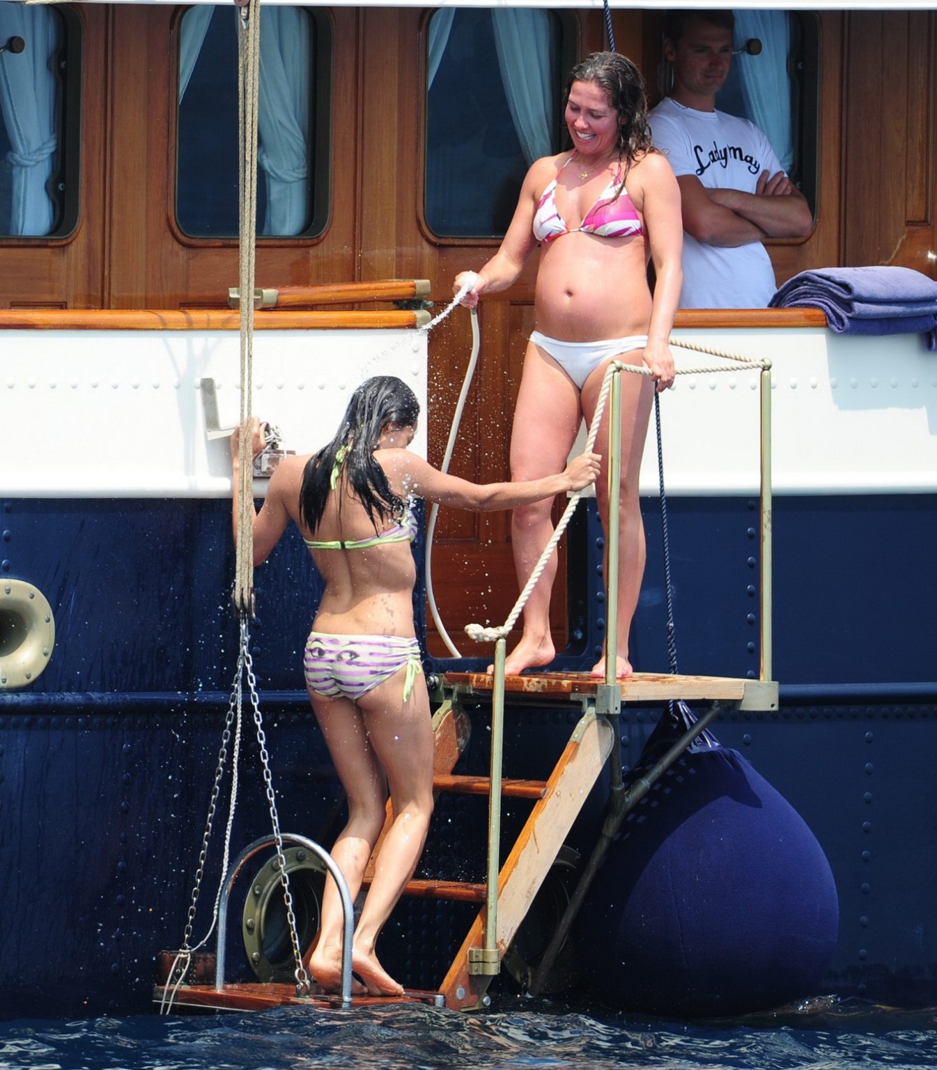 Rosario Dawson shows off her curvy body wearing skimpy bikini on a boat in Canne #75303658