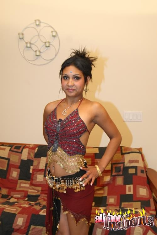 Ponytailed Indian wench strips and shows her round boobies #73332409