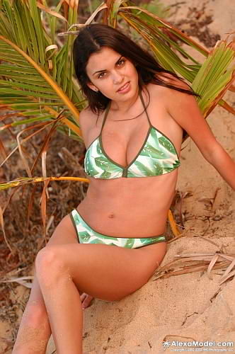 Brunette on beach stripping bikini #73213796