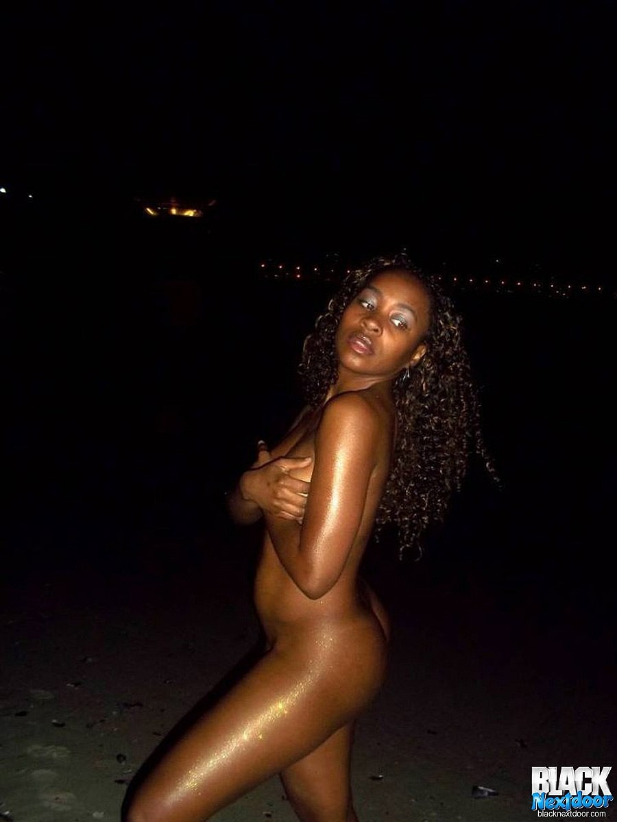 Night beach nudity with my smoking hot black GF #67152571