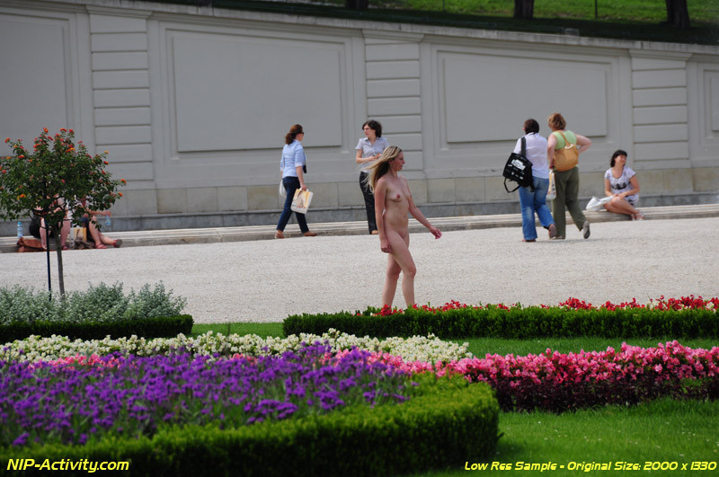 Joven desnuda caminando al aire libre en público
 #67321922