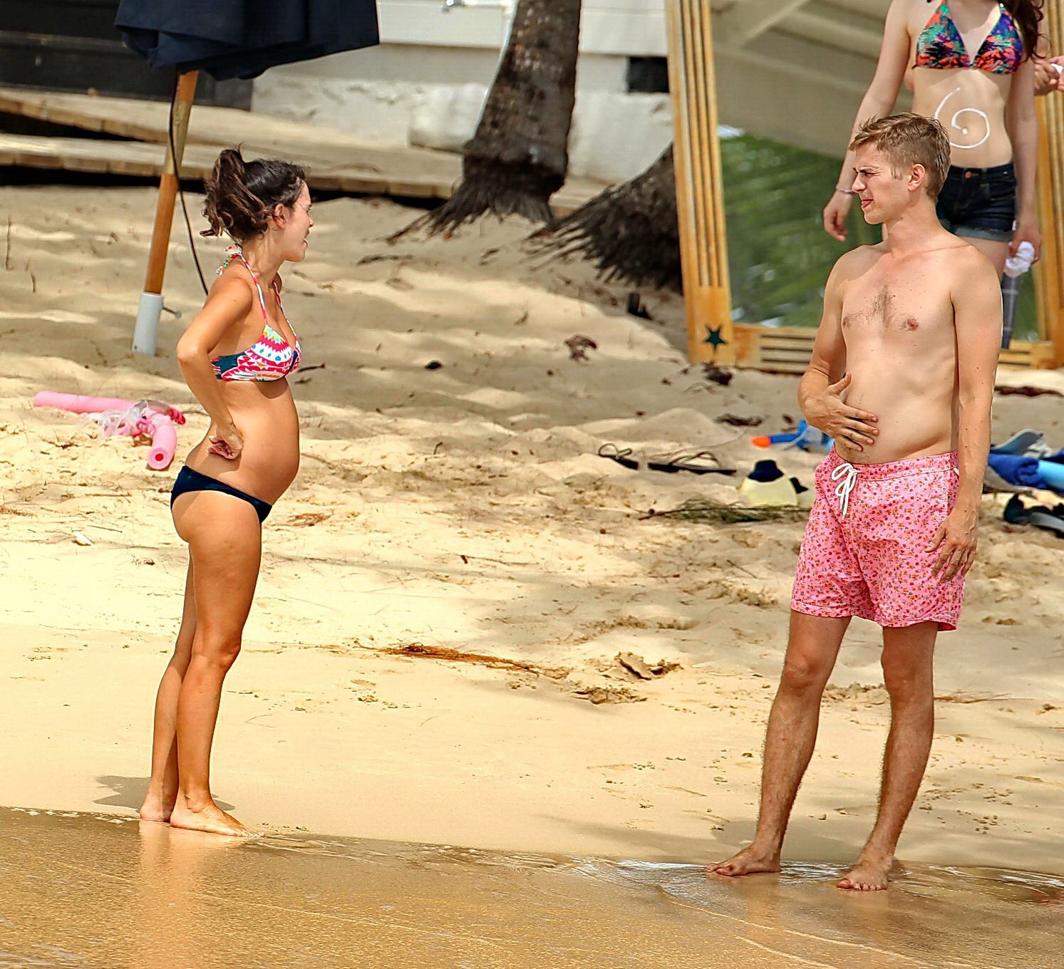 Rachel Bilson showing off her pregnant bikini body on a beach in Barbados #75193905