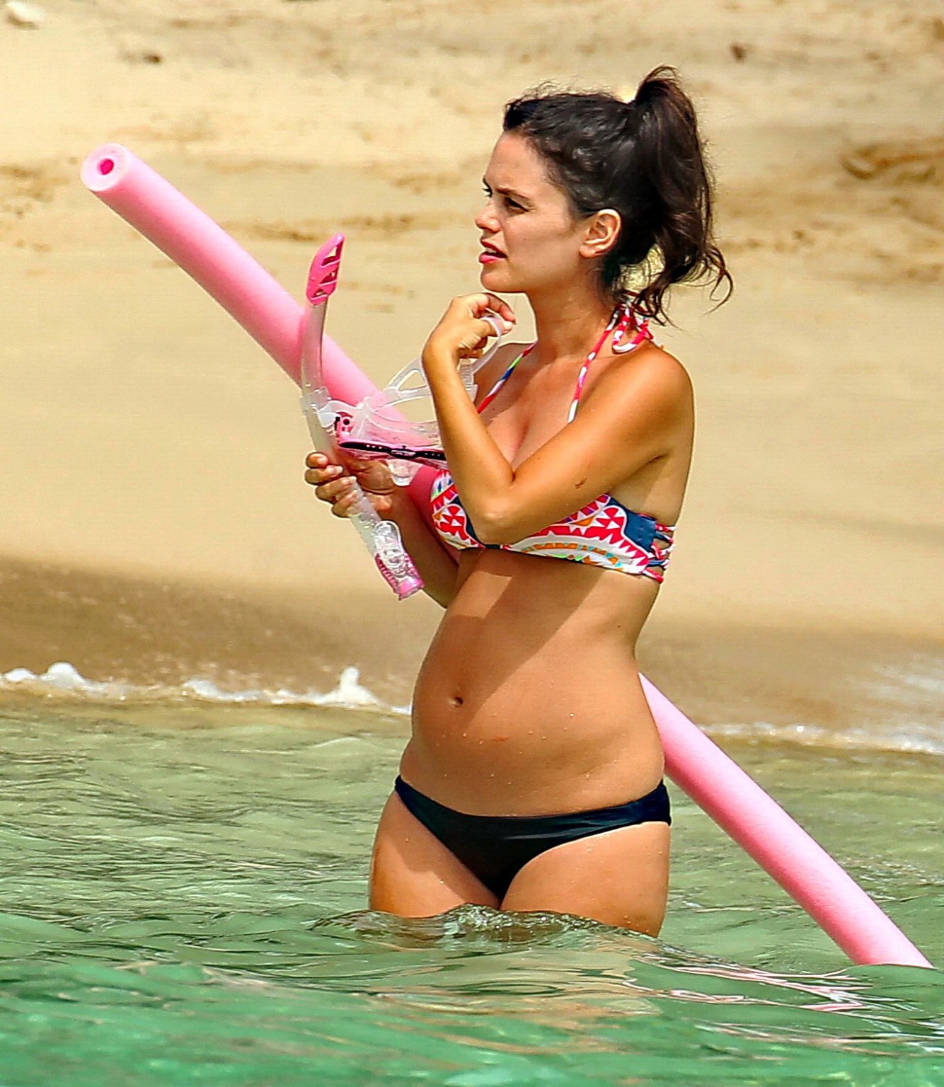 Rachel Bilson showing off her pregnant bikini body on a beach in Barbados #75193954