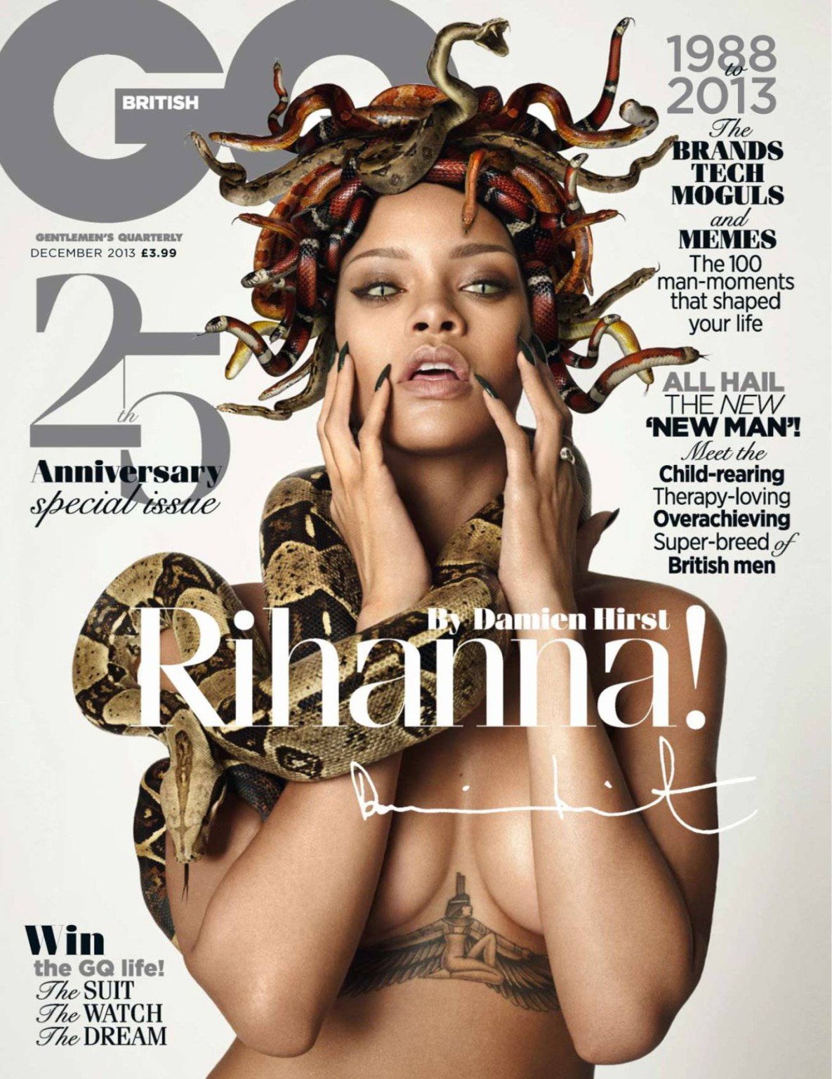 Rihanna fully nude but covered posing as the serpent-haired queen Medusa for the #75214045