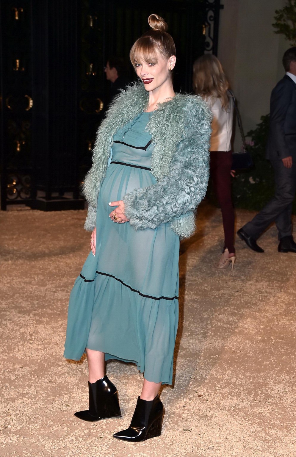 Jaime King pregnant and see through to panties and underboobs at Burberry London #75166854