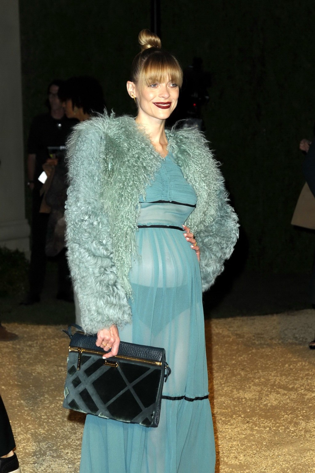 Jaime King pregnant and see through to panties and underboobs at Burberry London #75166993