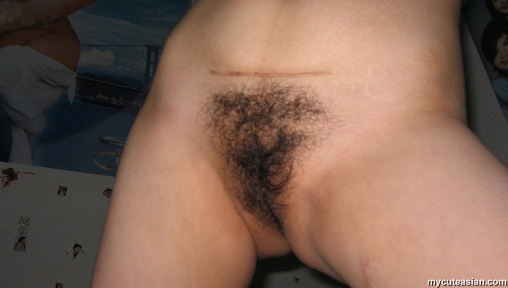 Naked Asian amateur shows her hairy pussy #69908970
