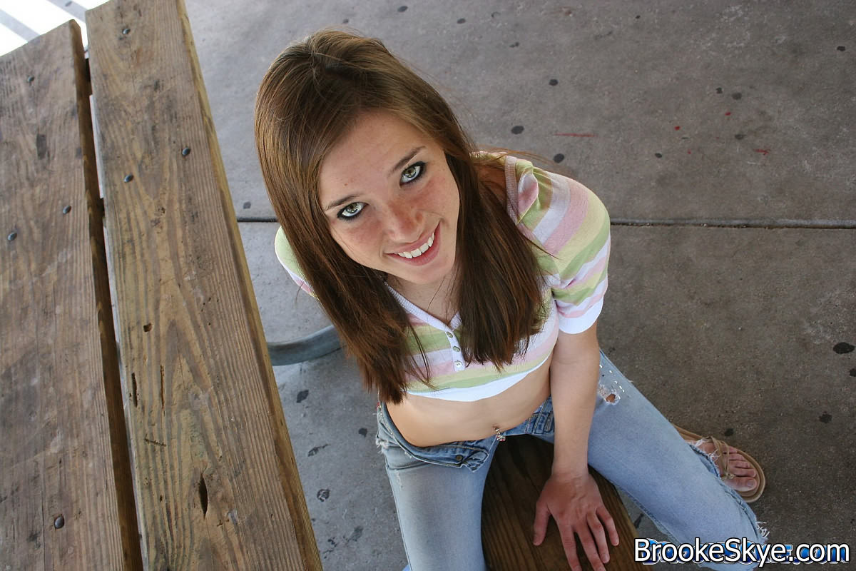 Brooke Skye :: Beautiful teen brunette Brooke Skye flashing tits outdoor #74856375