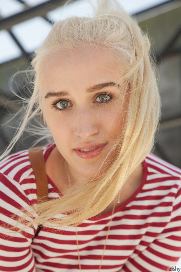Blonde teen outdoors