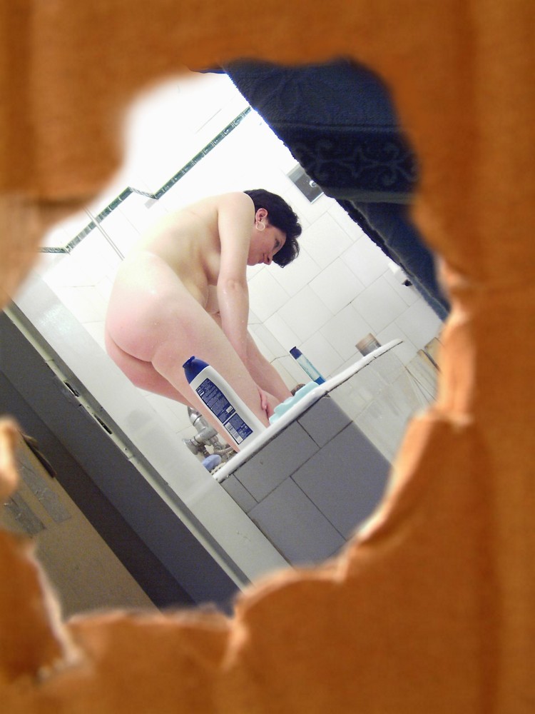 Hidden camera voyeur shower shots of pussy shaving brunette #71653766