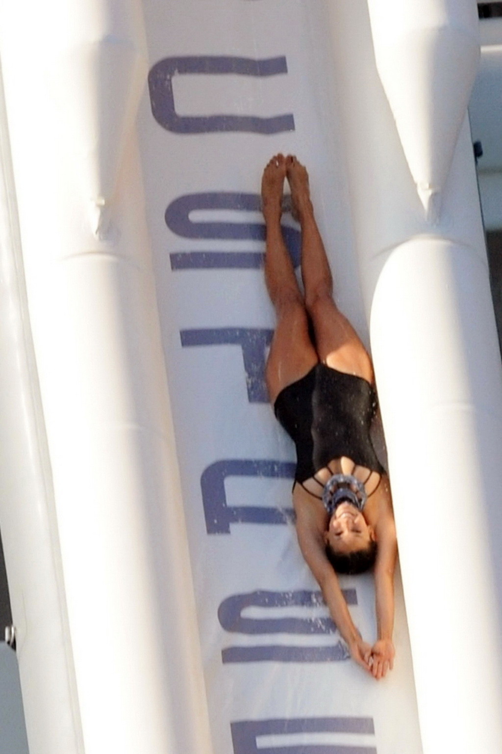 Nina Dobrev wearing a sexy black swimsuit on a yacht in St Tropez #75157865