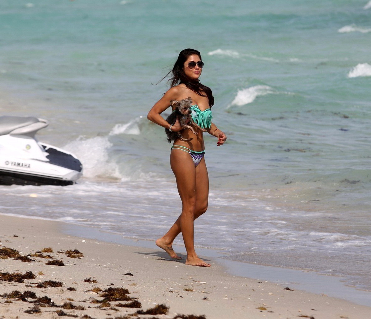 Arianny Celeste busty wearing a strapless bikini on a beach in Miami #75214266