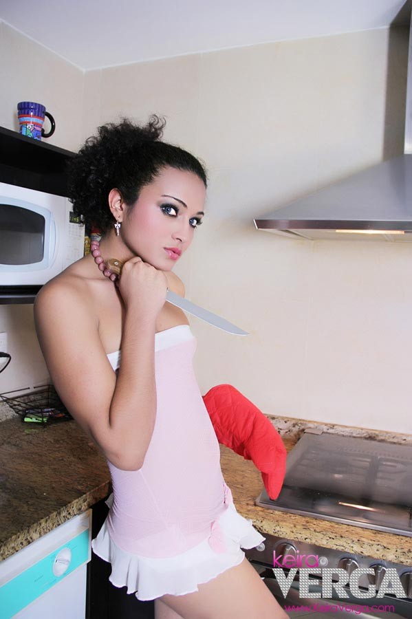 My Favorite Shemale is Keira in pink posing in the kitchen #79189576