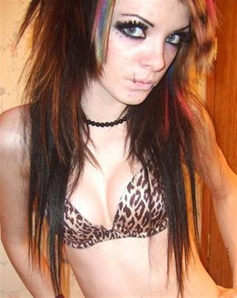 Hot brunette emo chick self-shooting #68307614