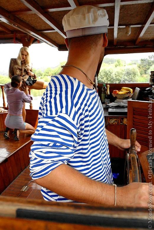 An elegant but rather sticky threesome party on a riverboat #76880626