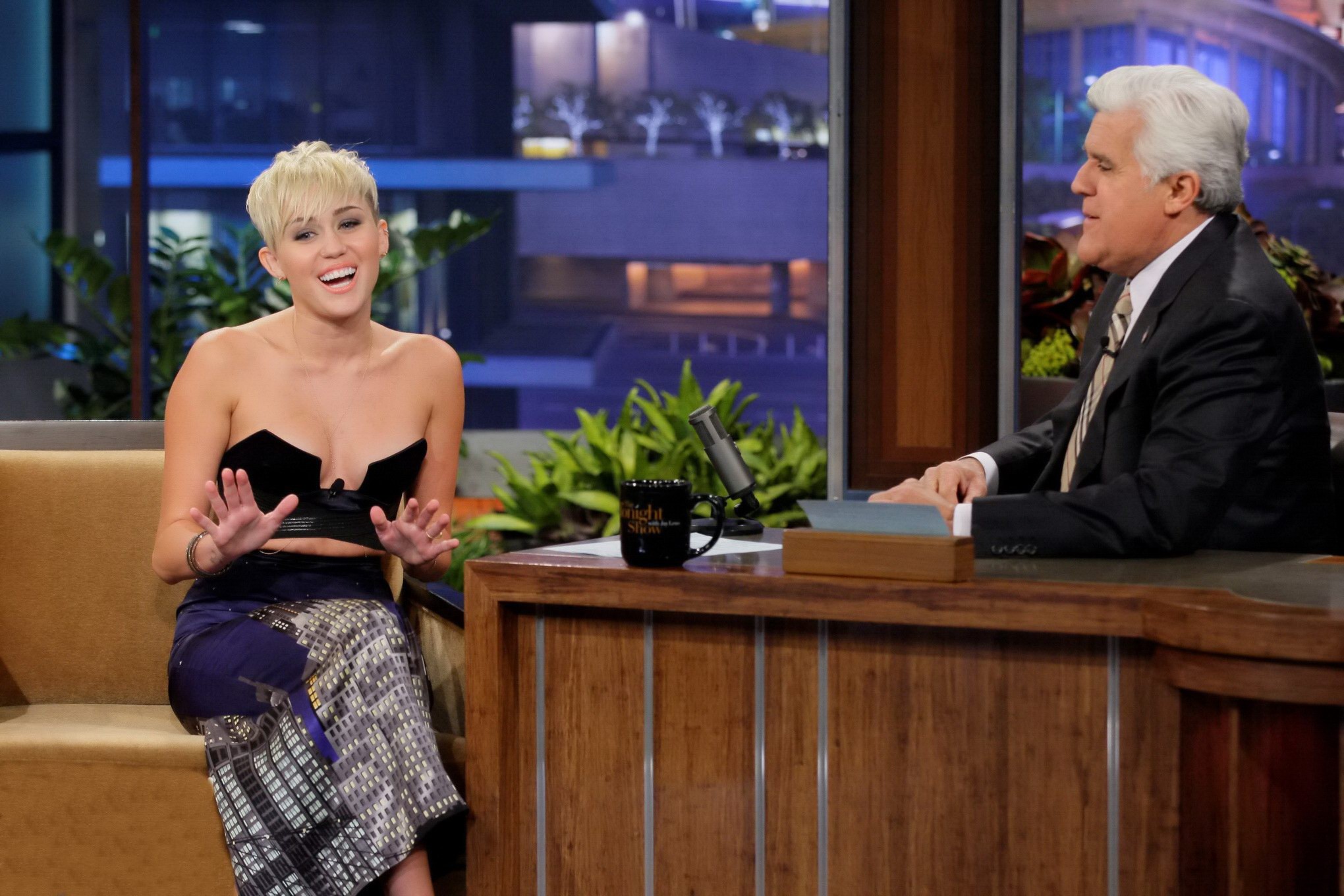 Miley Cyrus braless wears very revealing dress on The Tonight Show with Jay Leno #75250756