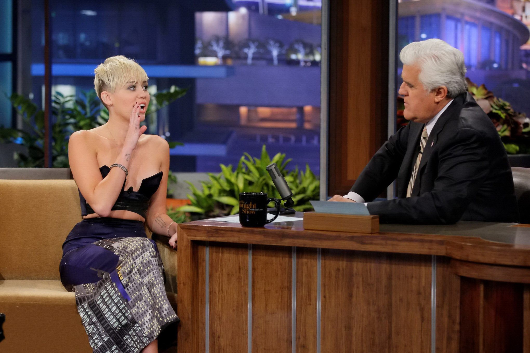 Miley Cyrus braless wears very revealing dress on The Tonight Show with Jay Leno #75250759